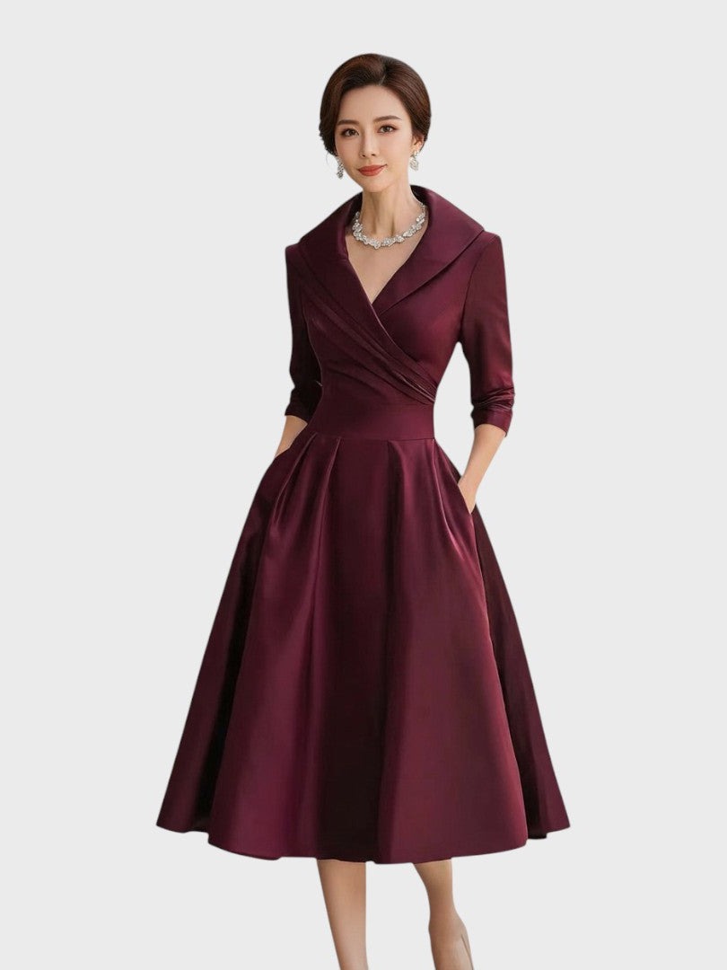 Tereza | Elegantní midi šaty s dlouhým rukávem