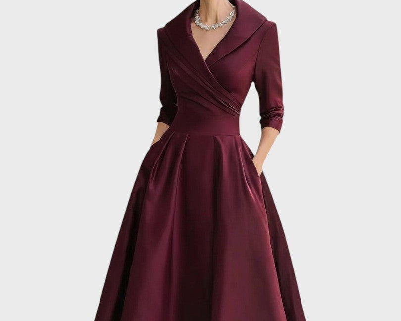 Tereza | Elegantní midi šaty s dlouhým rukávem