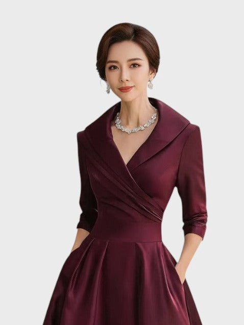 Tereza | Elegantní midi šaty s dlouhým rukávem