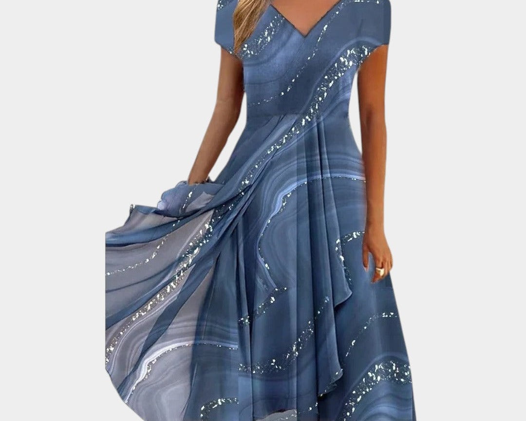 Tereza – Elegantní midi šaty s výstřihem do V