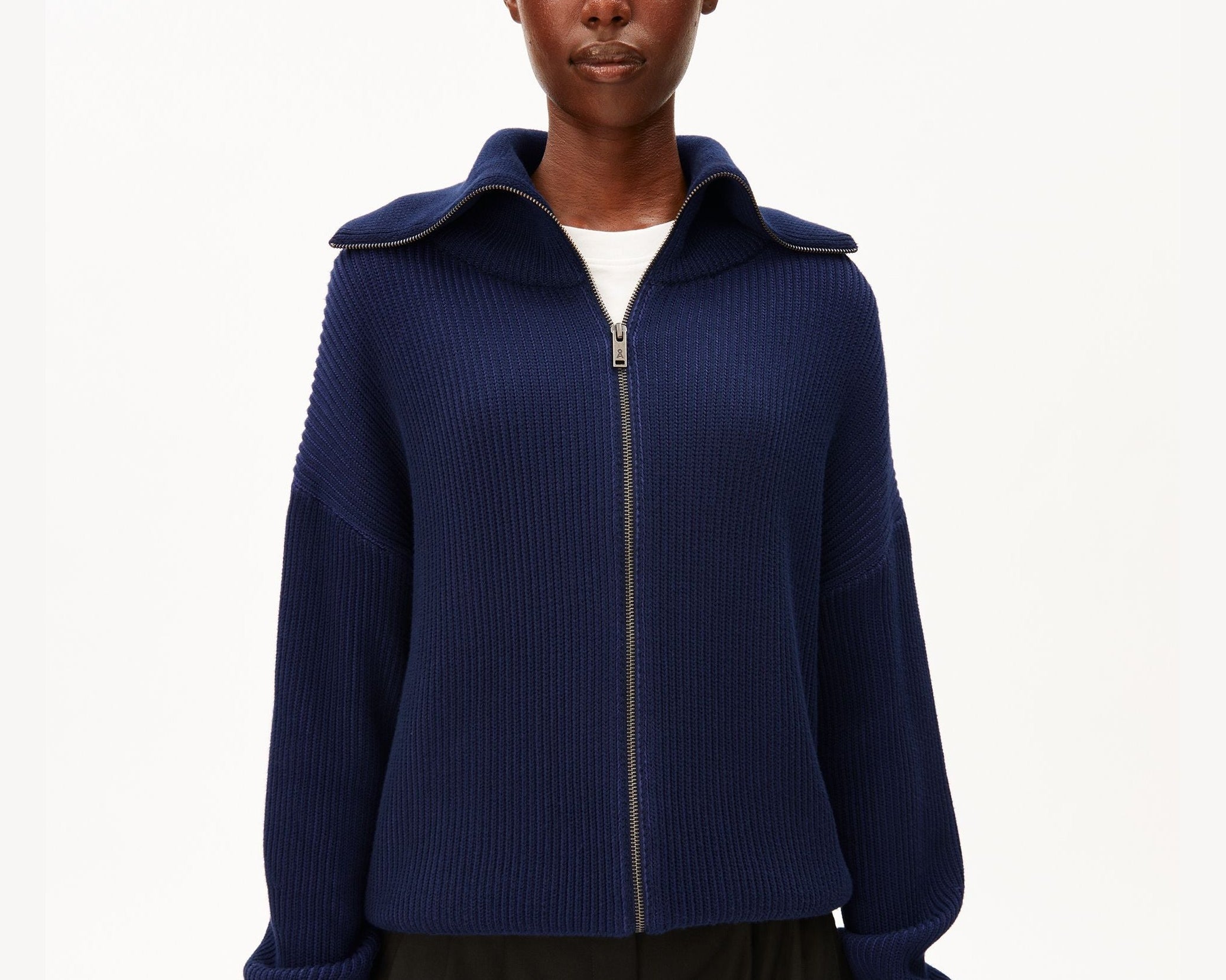 VANISÉ RIPPSTRICK-CARDIGAN | tinted navy-light tinted navy