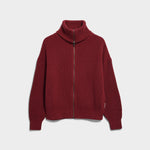 VANISÉ RIPPSTRICK-CARDIGAN | velvet red-light velvet red