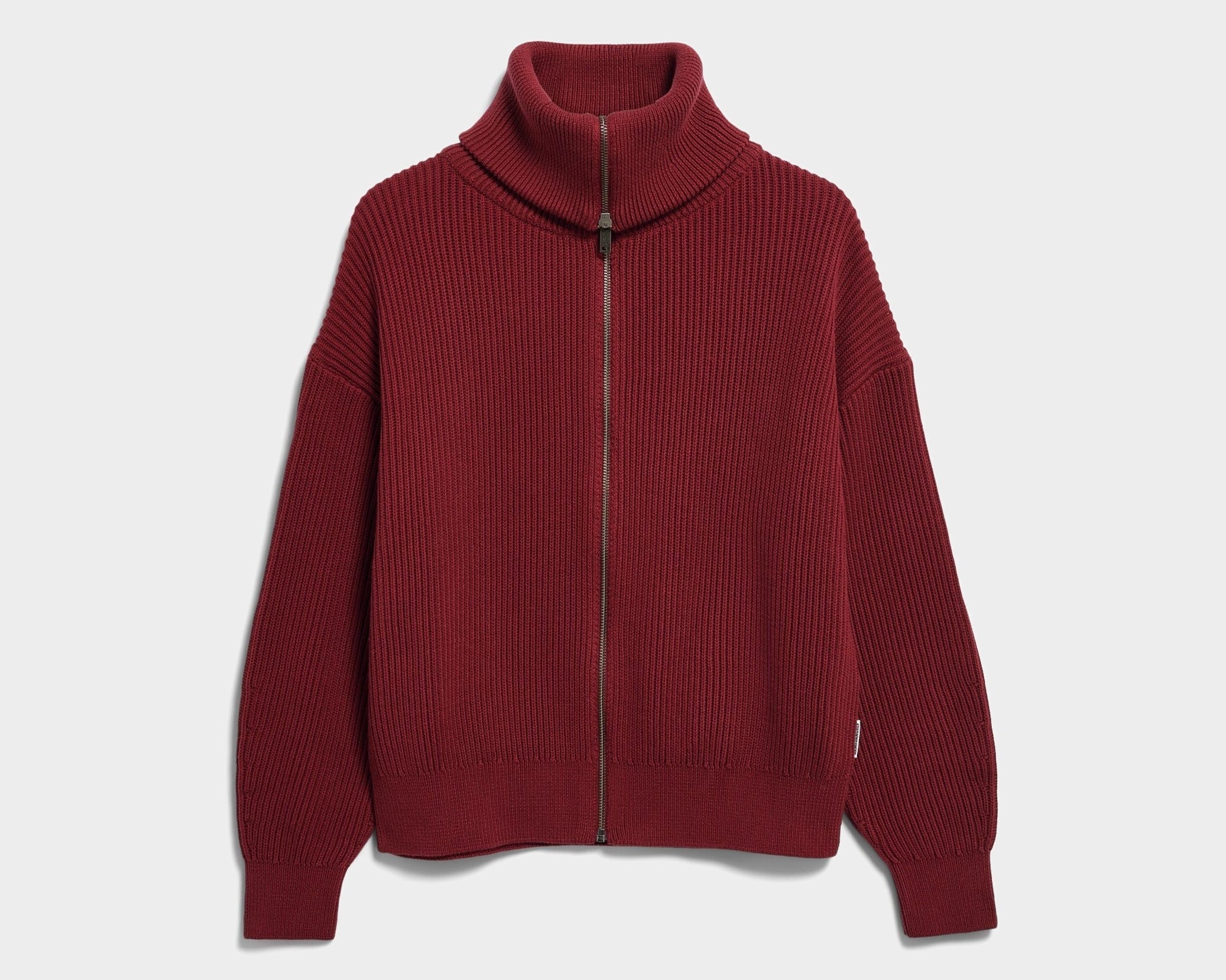 VANISÉ RIPPSTRICK-CARDIGAN | velvet red-light velvet red