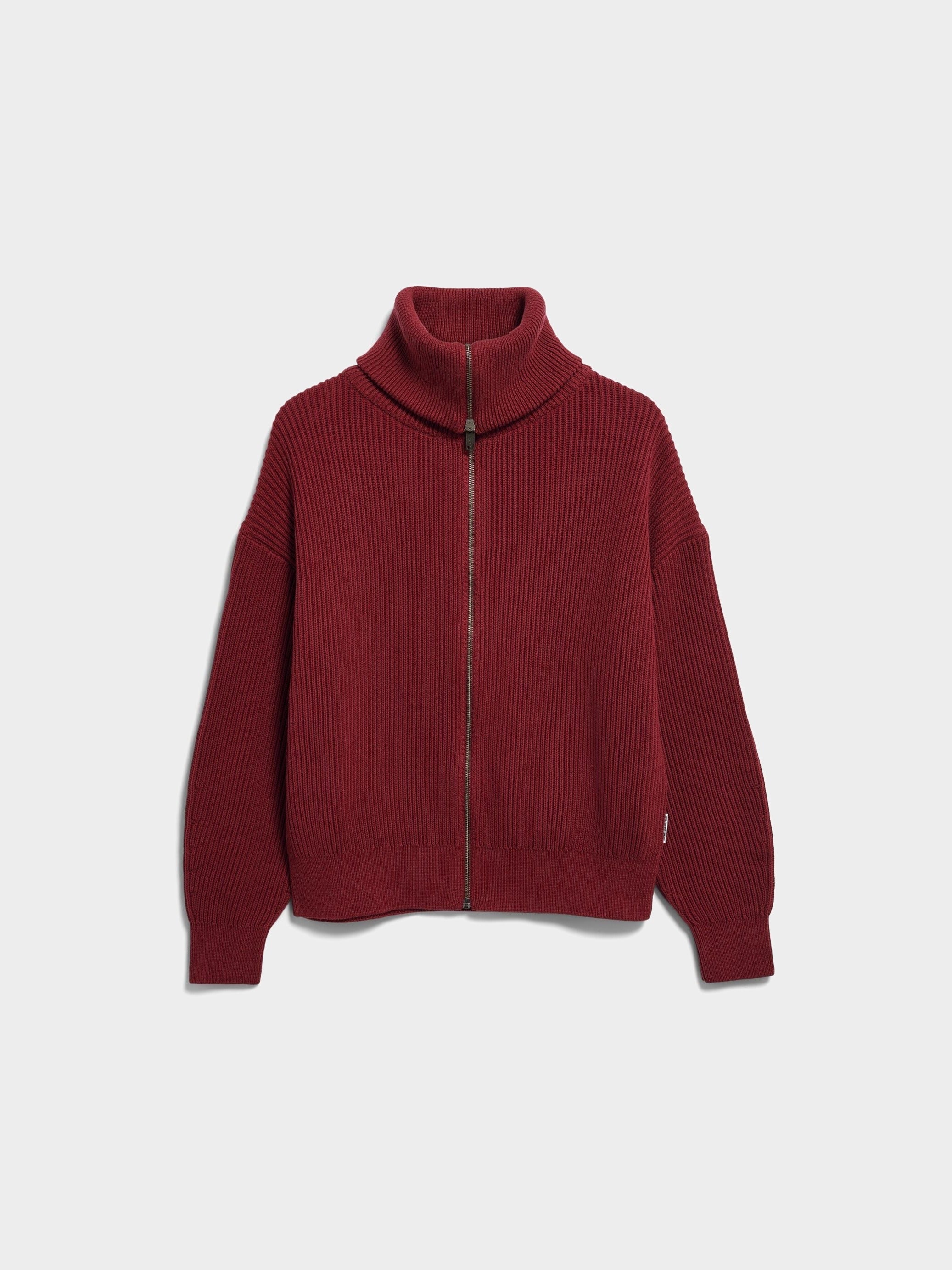 VANISÉ RIPPSTRICK-CARDIGAN | velvet red-light velvet red