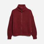 VANISÉ RIPPSTRICK-CARDIGAN | velvet red-light velvet red