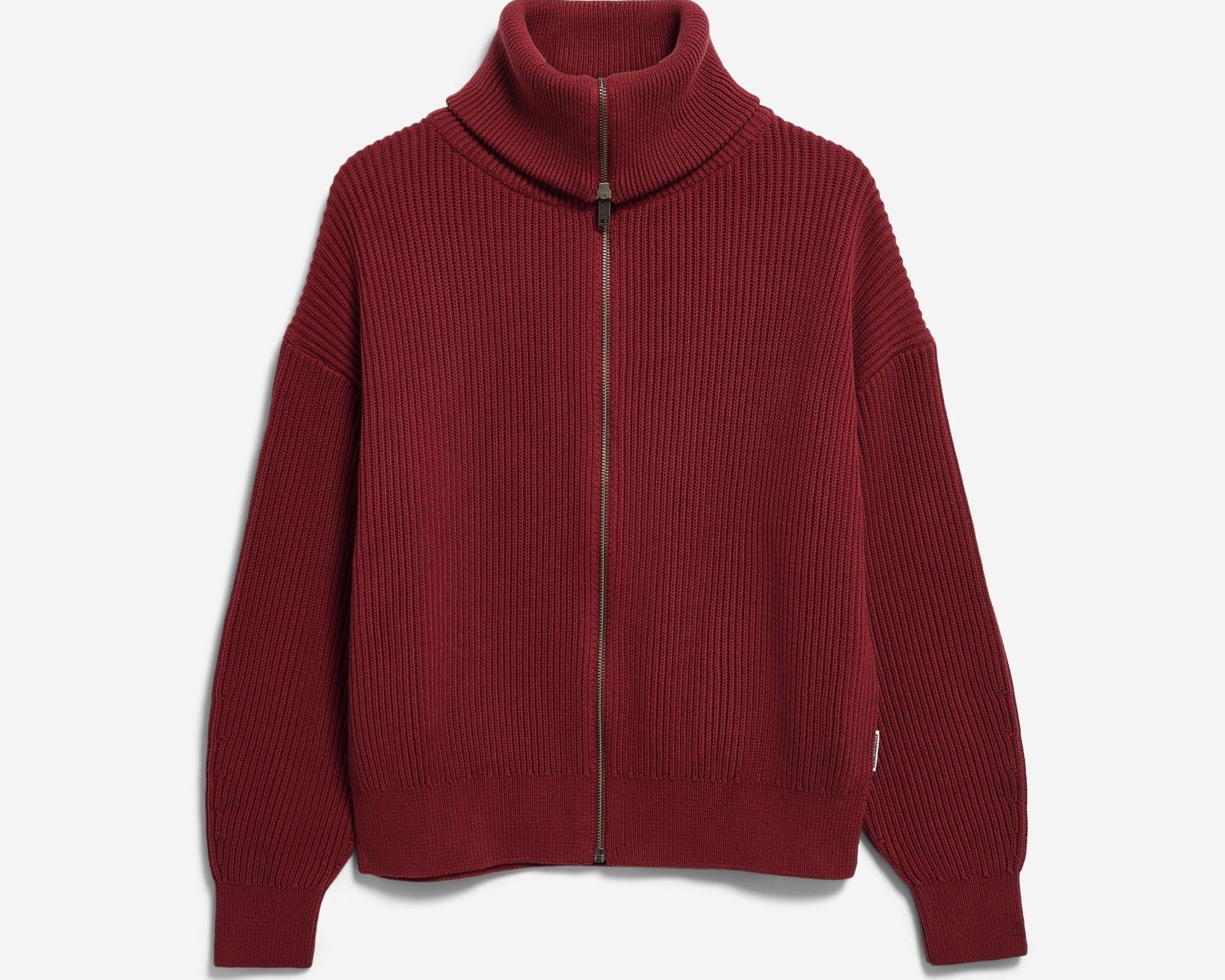 VANISÉ RIPPSTRICK-CARDIGAN | velvet red-light velvet red