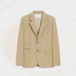 Veste Boxy Simple Boutonnage Beige en Laine Vierge