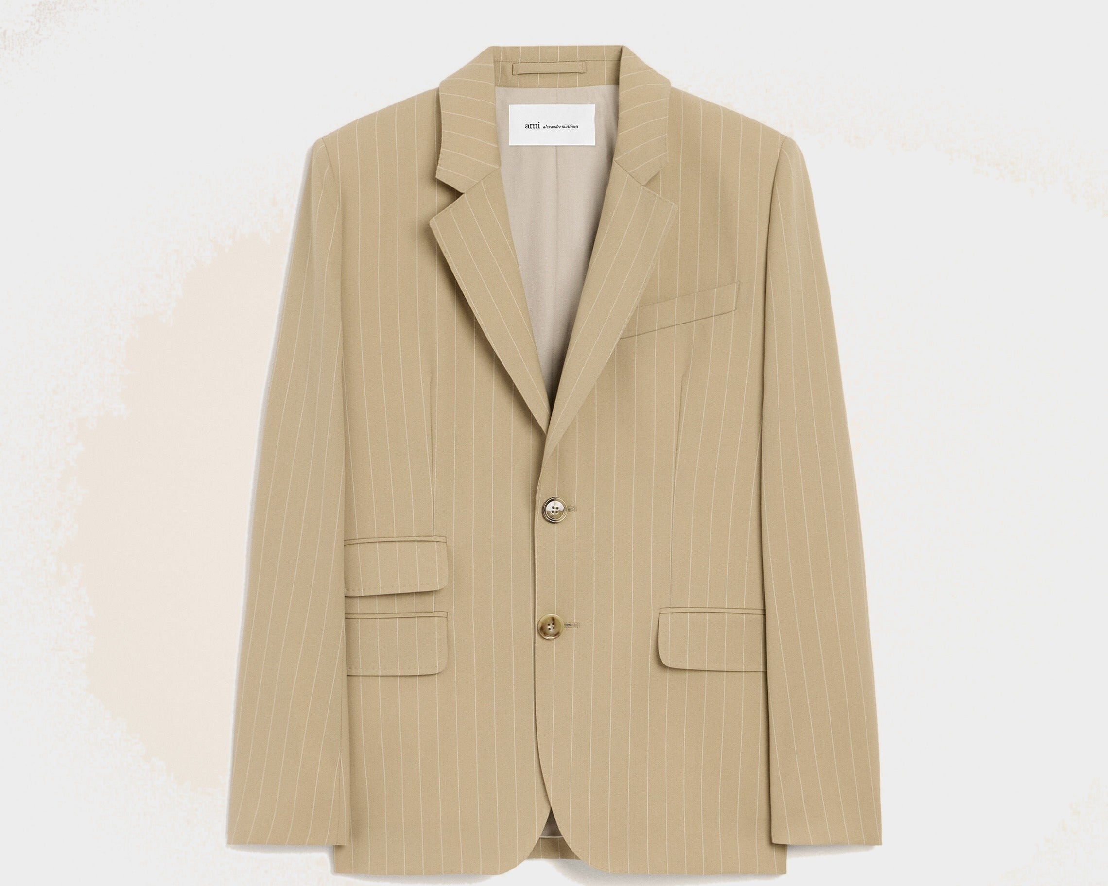 Veste Boxy Simple Boutonnage Beige en Laine Vierge