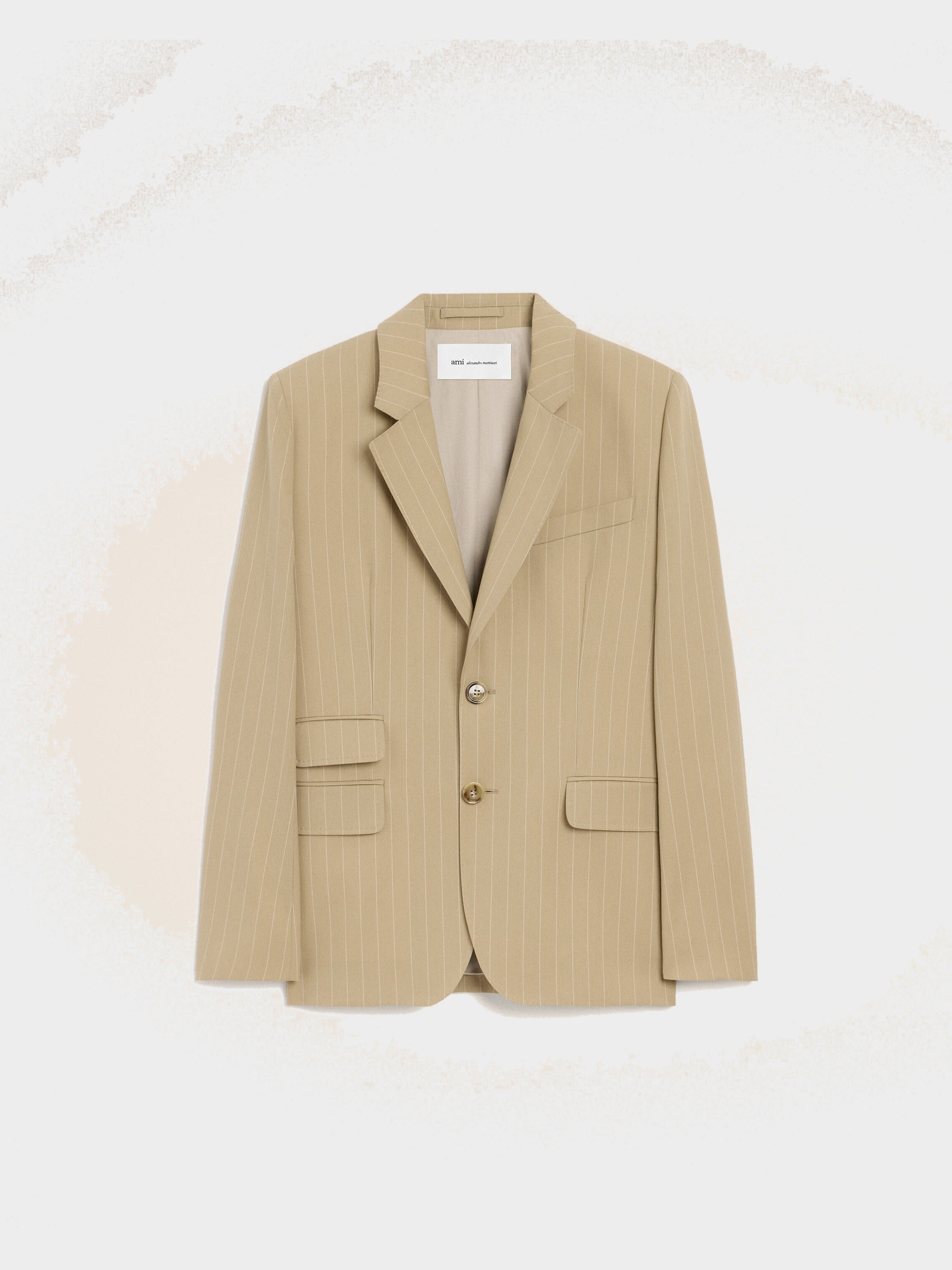 Veste Boxy Simple Boutonnage Beige en Laine Vierge