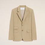 Veste Boxy Simple Boutonnage Beige en Laine Vierge
