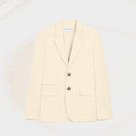 Veste boxy simple boutonnage blanche en coton et lin