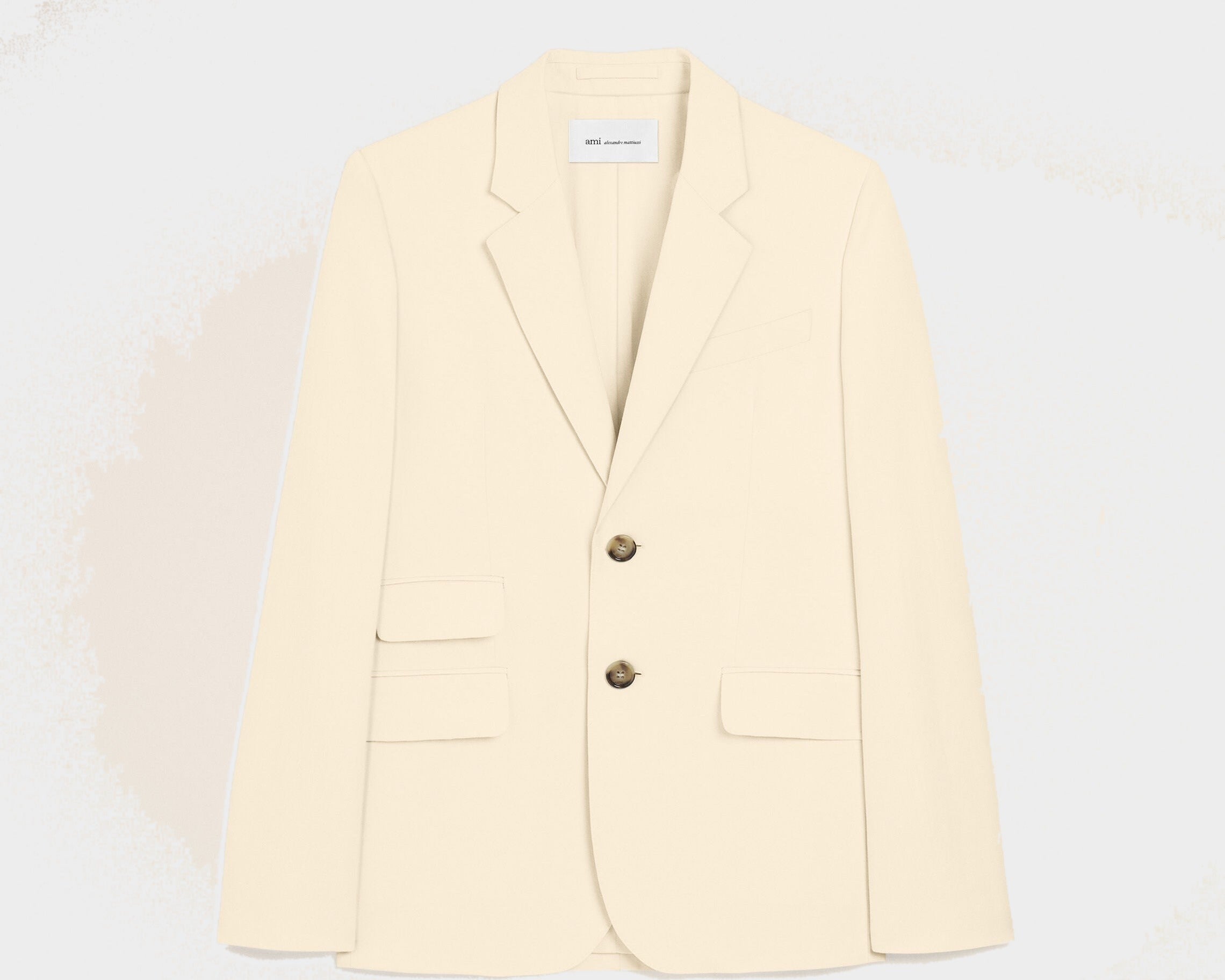 Veste boxy simple boutonnage blanche en coton et lin