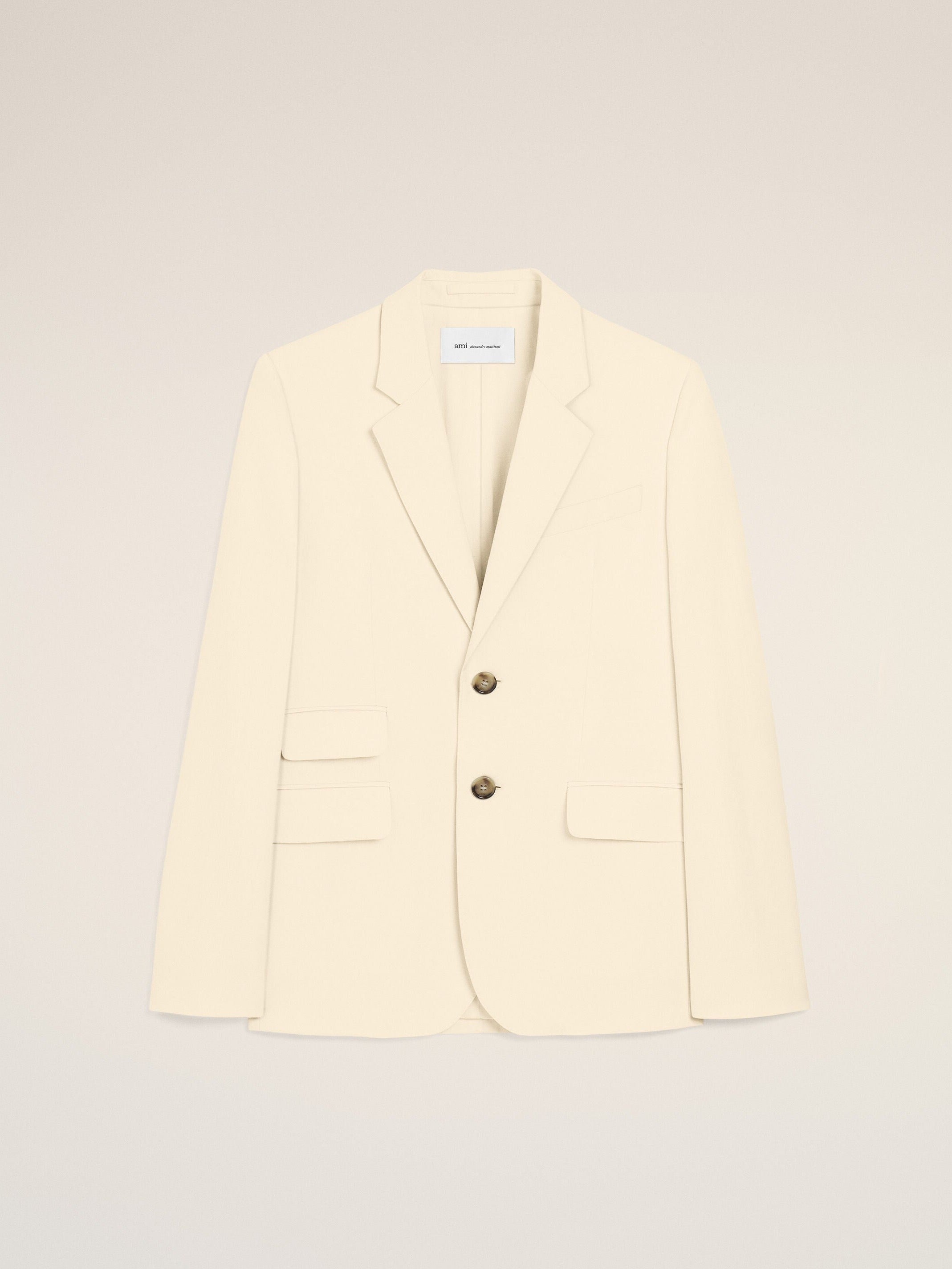 Veste boxy simple boutonnage blanche en coton et lin