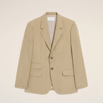 Veste Droite Simple Boutonnage Beige en Laine Vierge