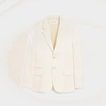 Veste Droite Simple Boutonnage Blanche en Lin Mélangé
