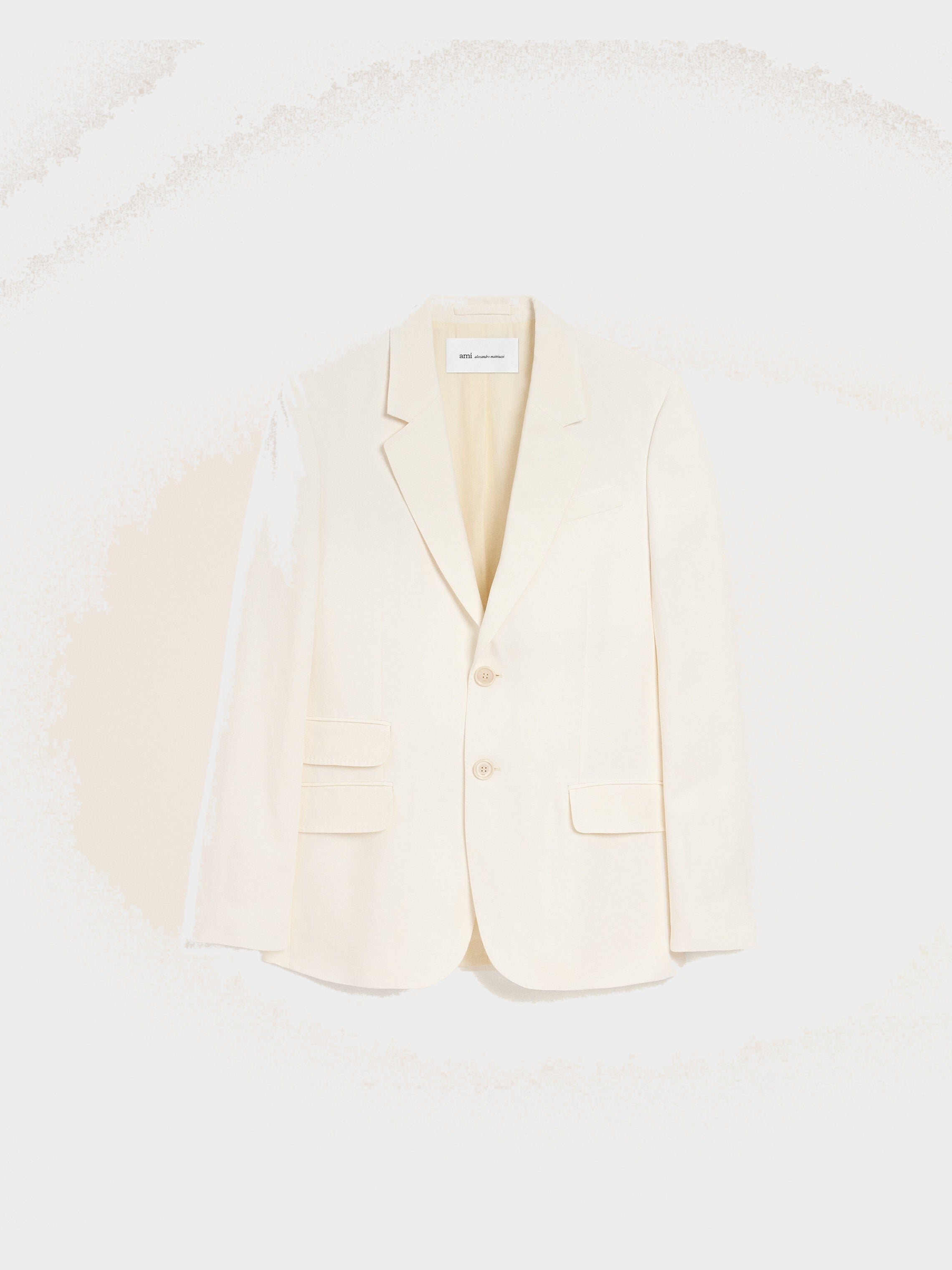 Veste Droite Simple Boutonnage Blanche en Lin Mélangé