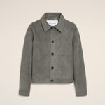 Veste Grise Boutonnée Ami De Coeur en Cuir De Chèvre