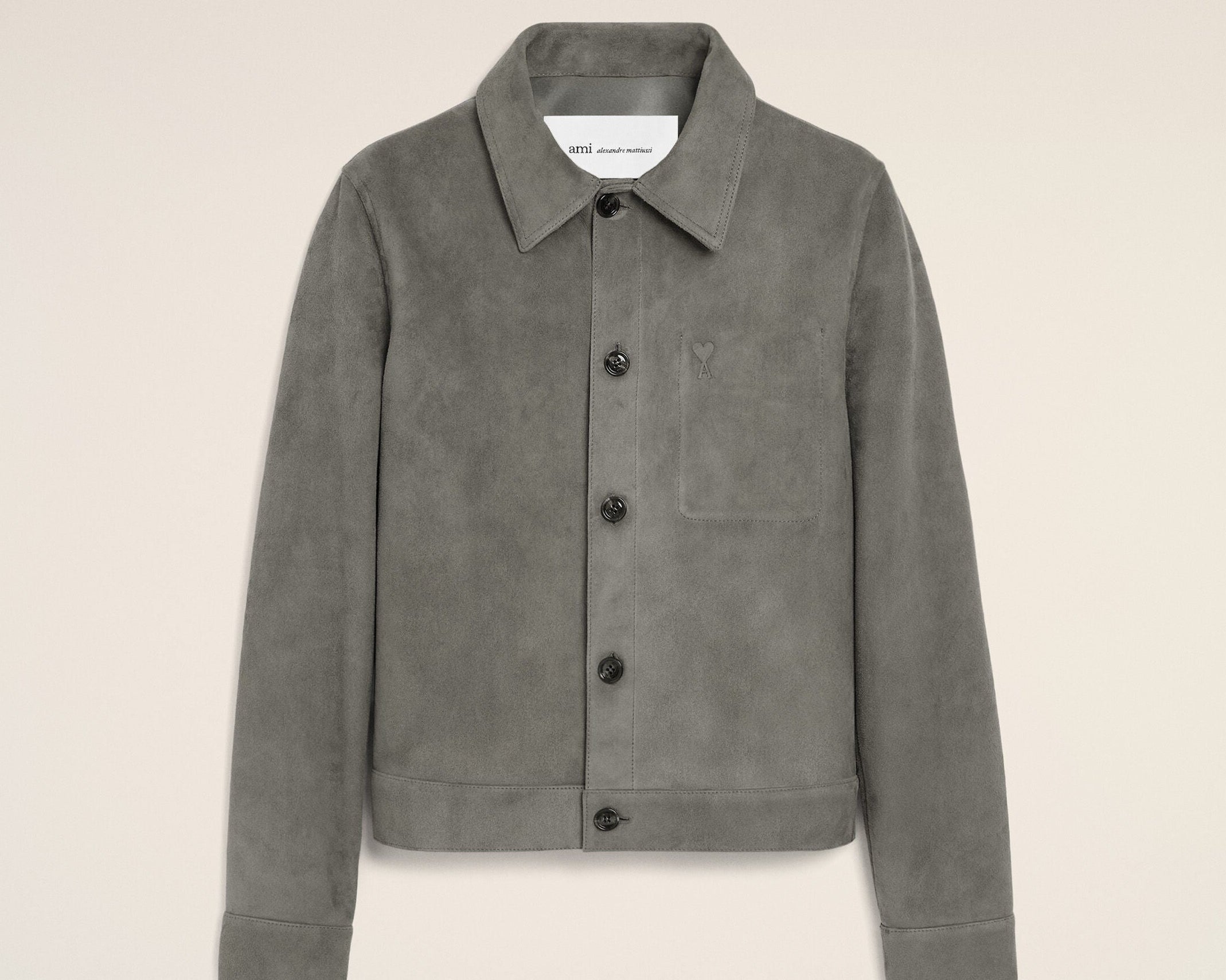 Veste Grise Boutonnée Ami De Coeur en Cuir De Chèvre