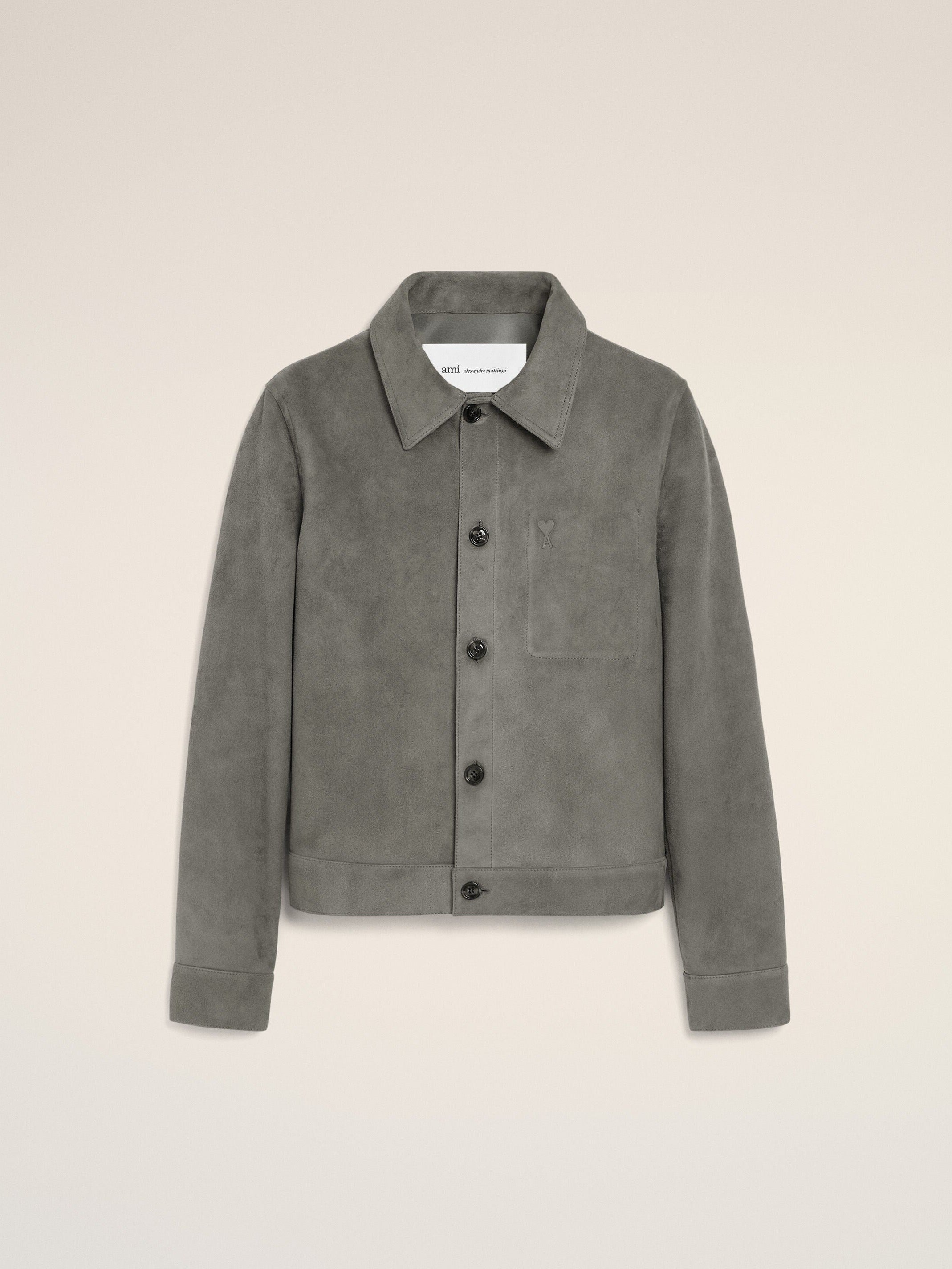 Veste Grise Boutonnée Ami De Coeur en Cuir De Chèvre