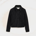 Veste noire boutonnée en cuir de chèvre Ami de Coeur embossé
