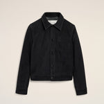 Veste noire boutonnée en cuir de chèvre Ami de Coeur embossé