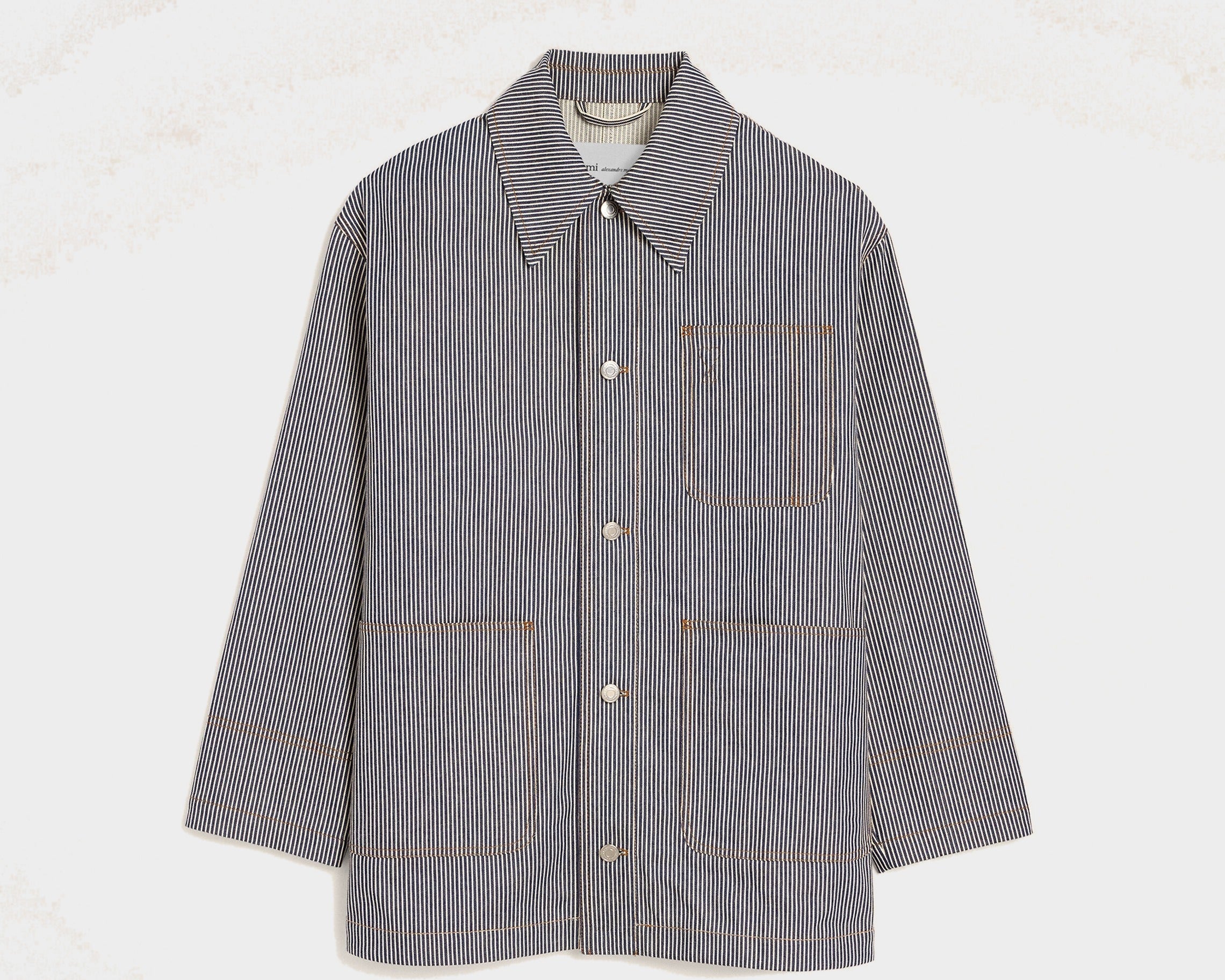 Veste worker rayée bleue en coton Ami de Coeur