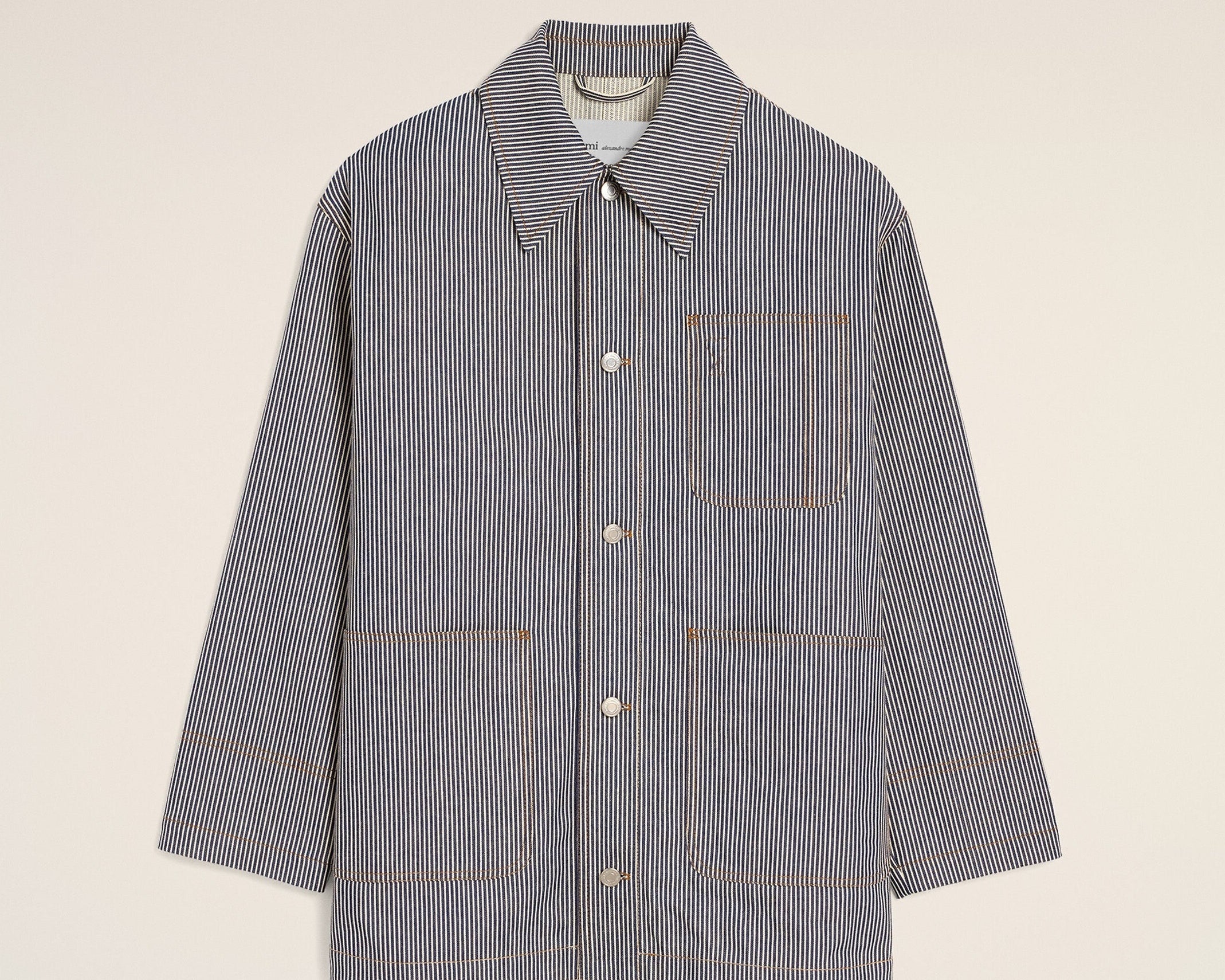 Veste worker rayée bleue en coton Ami de Coeur