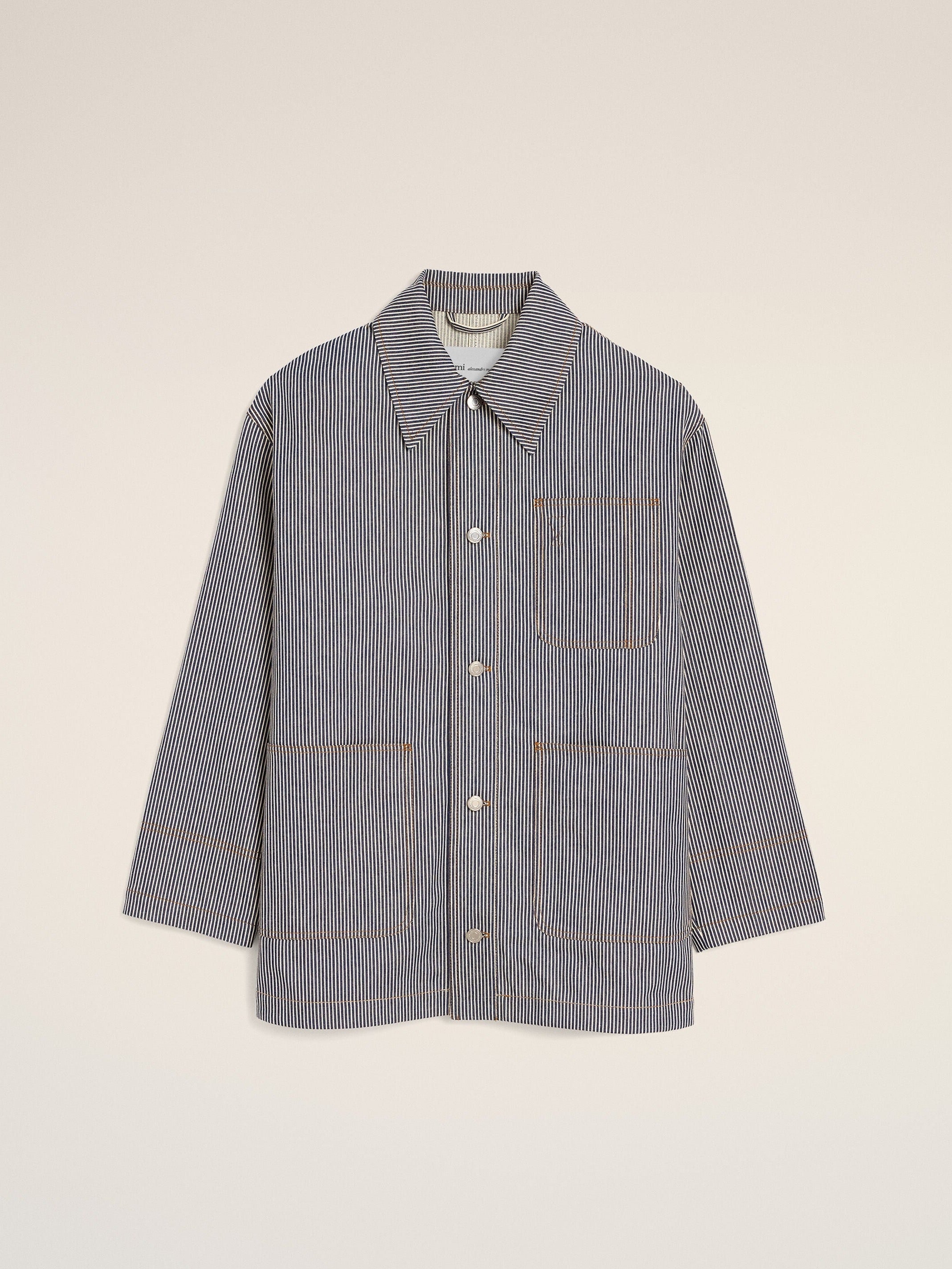 Veste worker rayée bleue en coton Ami de Coeur