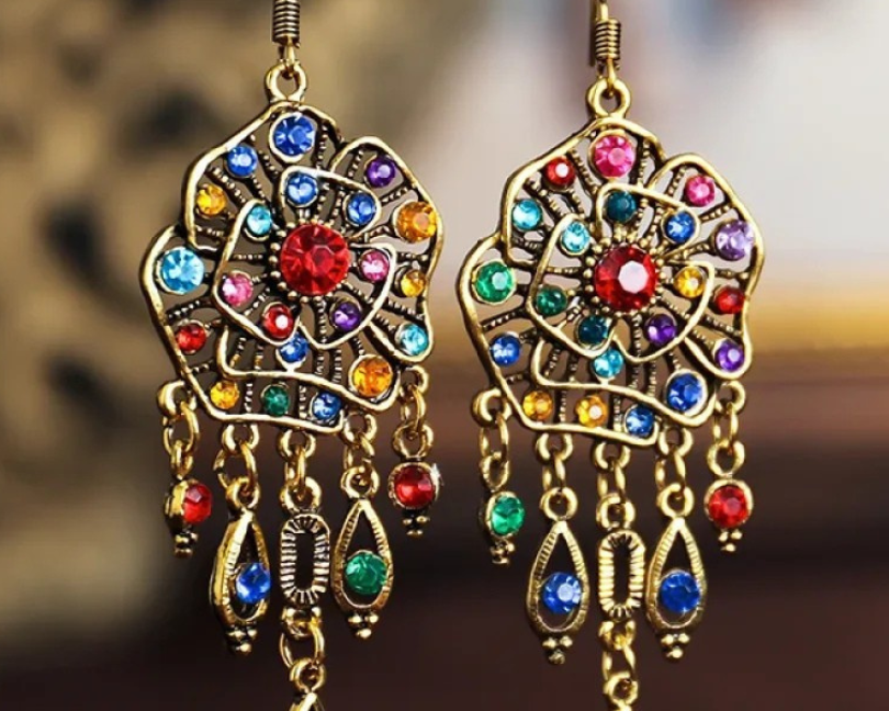 Vintage Mandala Náušnice Vícebarevné