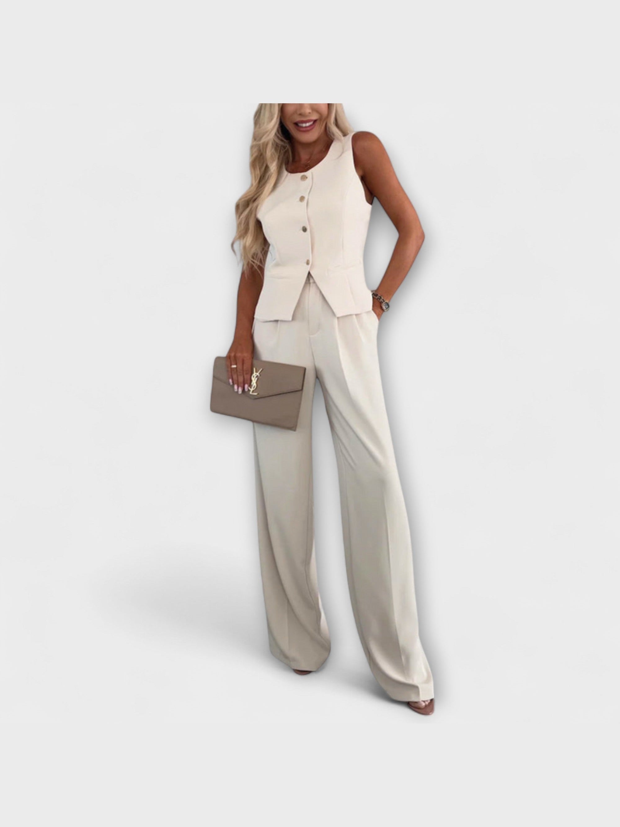 Wilhelmina - Elegantní bezramenný top a kalhoty