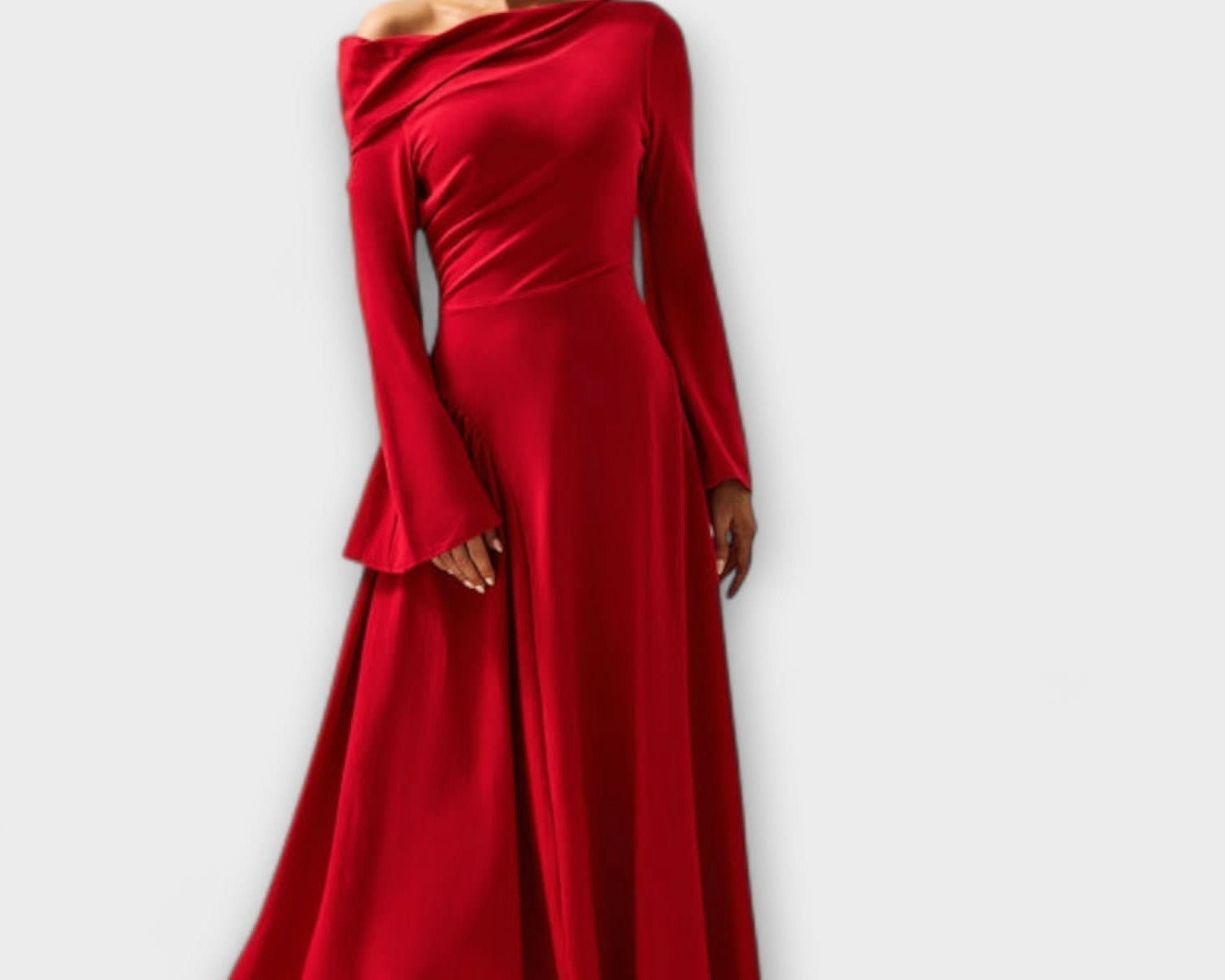 Willa - Midi šaty s odhalenými rameny a nařasenými balónovými rukávy