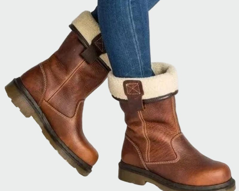 Zateplené kožené zimní boty