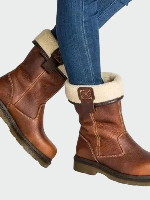 Zateplené kožené zimní boty