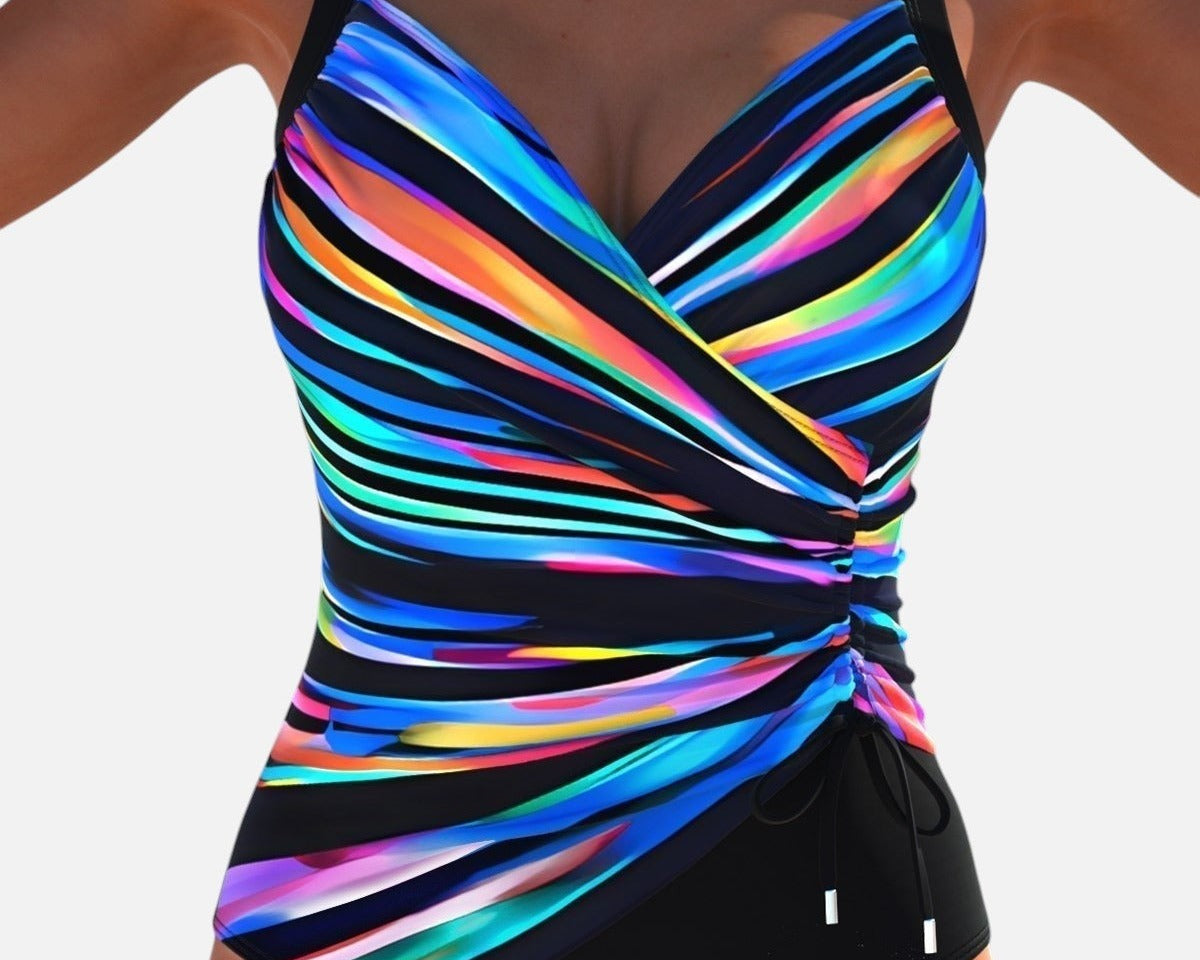 Zaya | Luxe wikkelbadpak met kleurrijke print